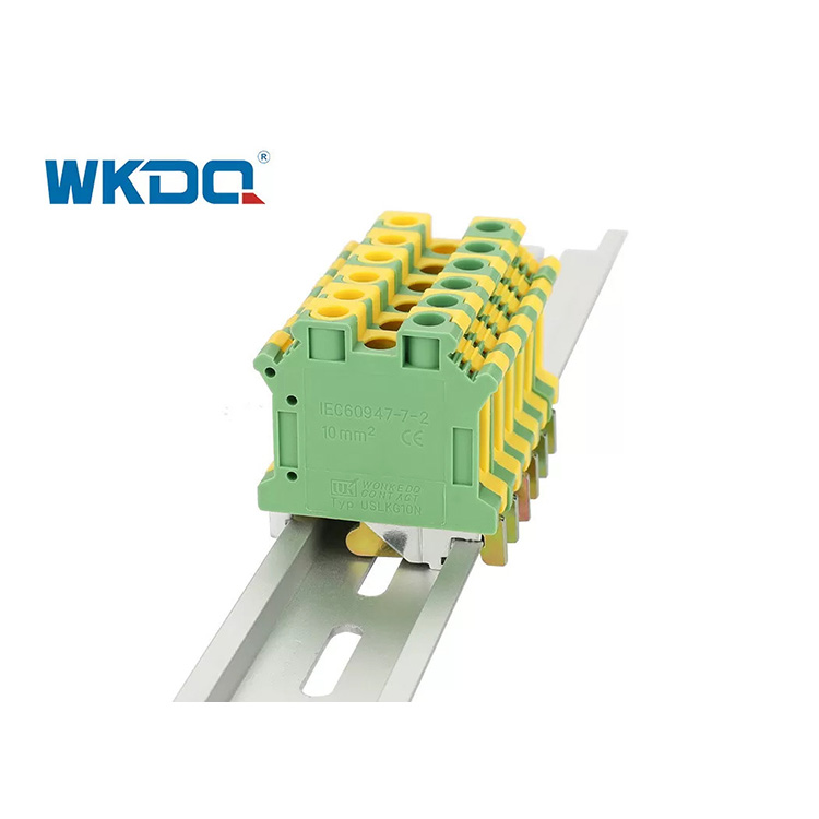 JUSLKG 10N Khối thiết bị đầu cuối điện mặt đất của Vương quốc Anh, Đầu nối dây đầu cuối trục vít Loại đường ray PE Trái đất điện áp thấp