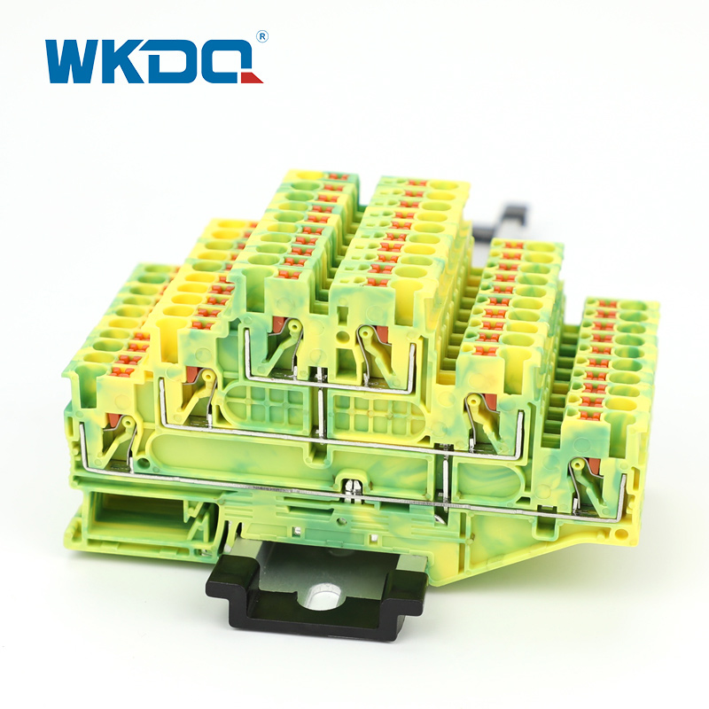 Đẩy vào khối thiết bị đầu cuối mặt đất ba tầng DIN Rail PE